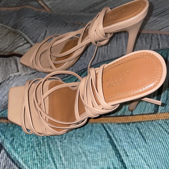 ASOS Lace Up Beige Heels - Picture 2 of 3
